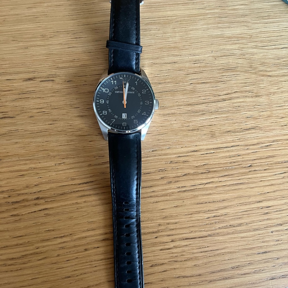 Emporio Armani Black and Silver Watch